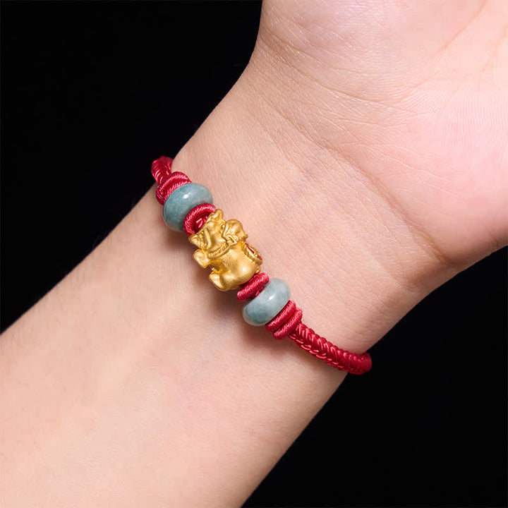Buddha Stones Pulsera de aleación Pi Xiu con cordón rojo y símbolo de riqueza - image 13