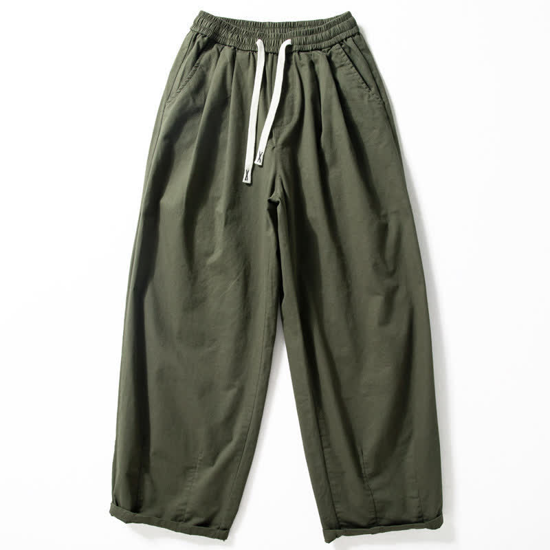 Buddha Stones Pantalones de pierna recta para hombre, de corte clásico, con cordón ajustable y bolsillos, ideales para primavera y otoño. - Verde oliva oscuro - US/UK/AU42, EU52 (3XL) - image 0