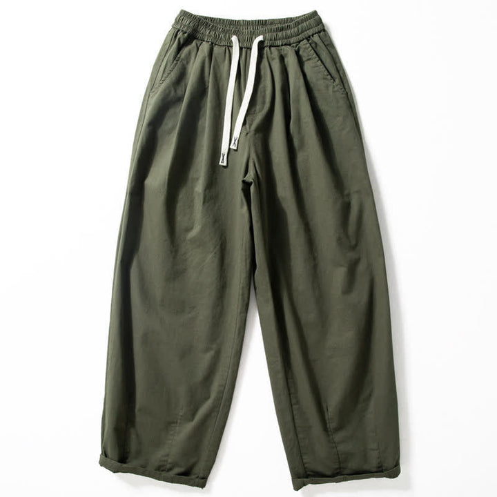 Buddha Stones Pantalones de pierna recta para hombre, de corte clásico, con cordón ajustable y bolsillos, ideales para primavera y otoño. - Verde oliva oscuro - US/UK/AU42, EU52 (3XL) - image 0