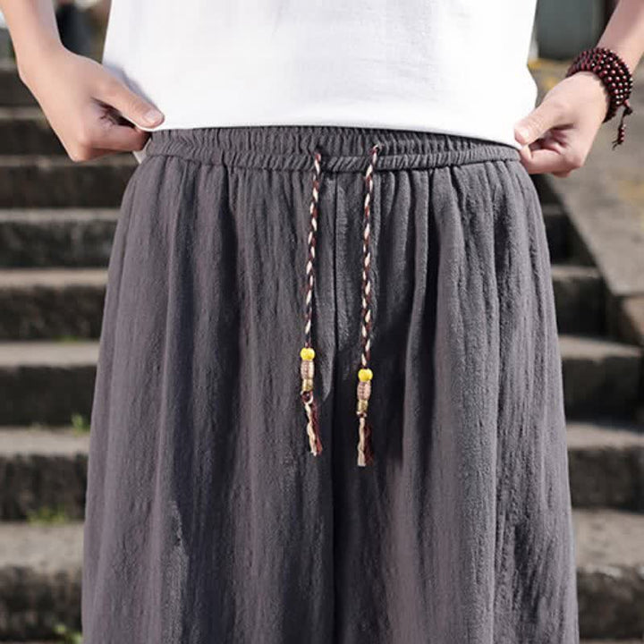 Buddha Stones Pantalones largos casuales retro de color liso para hombre, estilo primavera-otoño, con pierna recta y bolsillos. - image 8