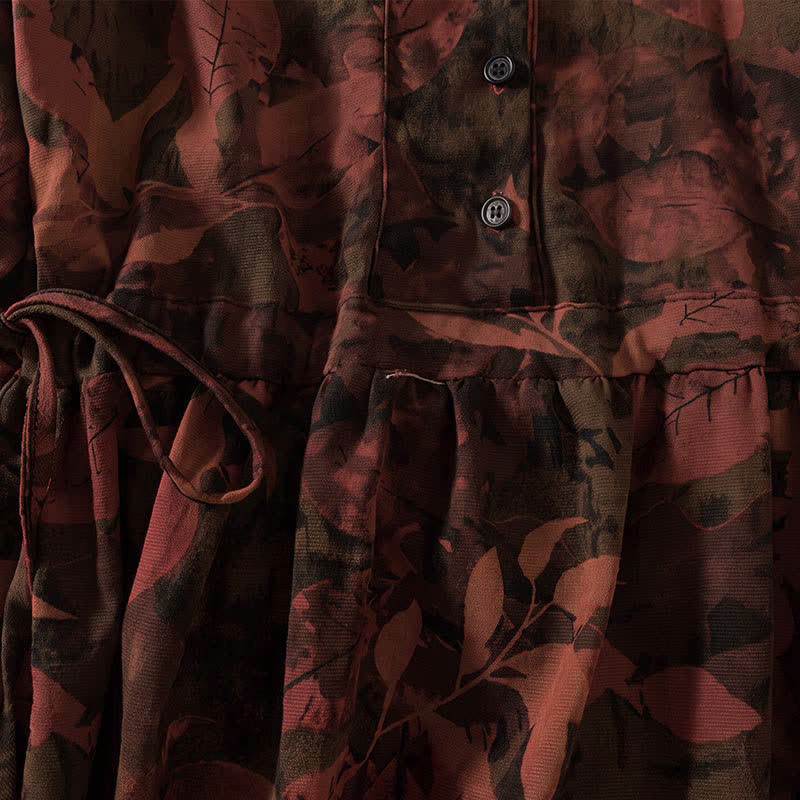 Buddha Stones Elegante vestido de mujer de manga larga con botones y estampado floral, estilo vintage, ideal para otoño. - image 11
