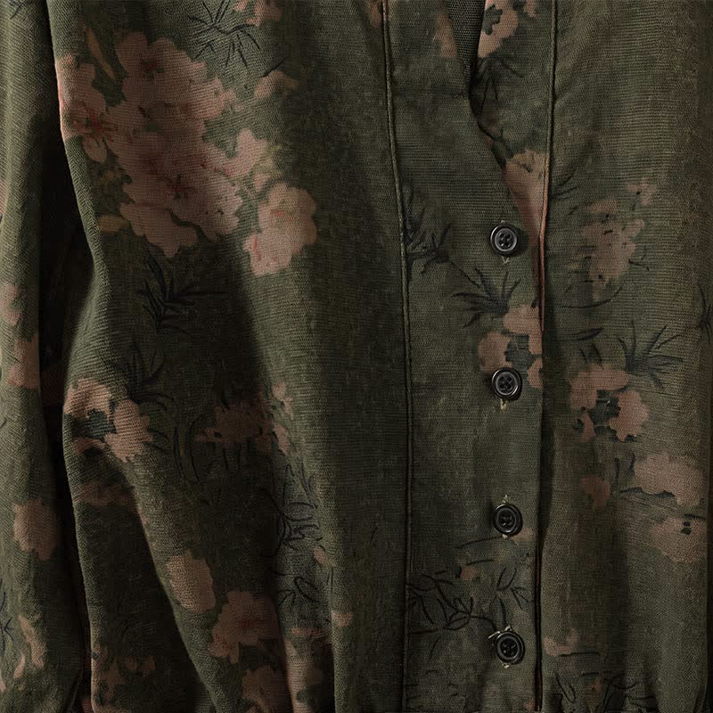 Buddha Stones Elegante vestido de mujer de manga larga con botones y estampado floral, estilo vintage, ideal para otoño. - image 2