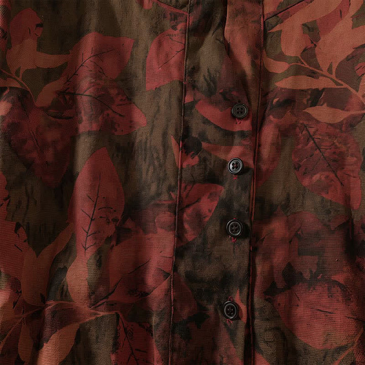 Buddha Stones Elegante vestido de mujer de manga larga con botones y estampado floral, estilo vintage, ideal para otoño. - image 12