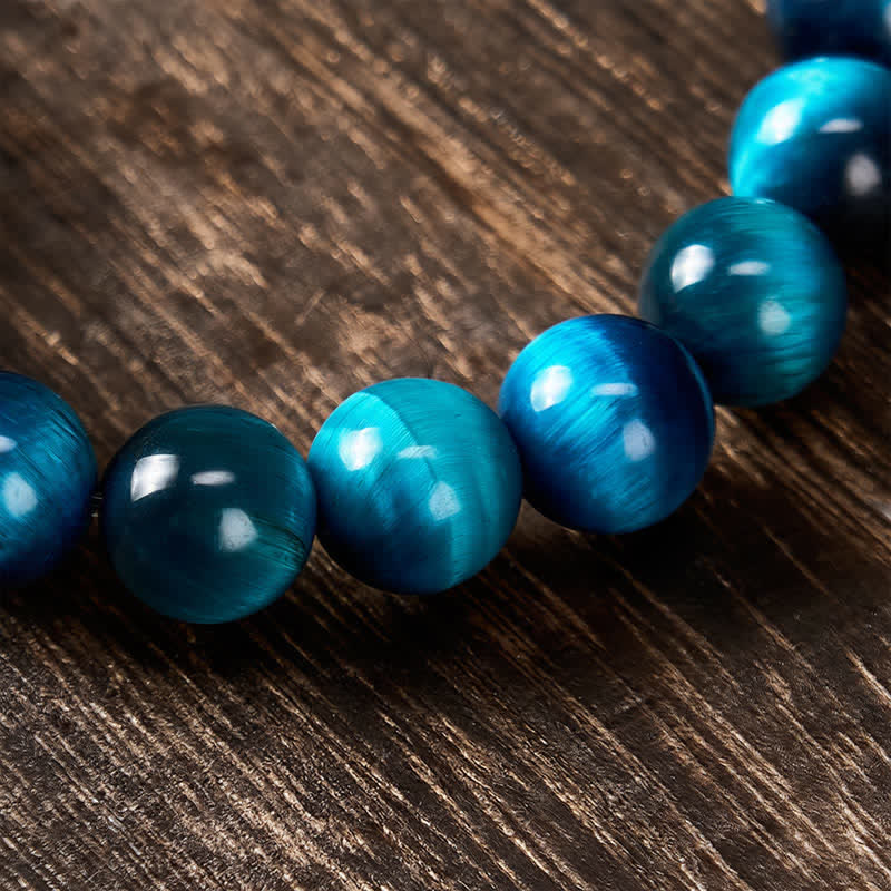 Buddha Stones Pulsera de la riqueza y el coraje Pi Xiu con cuentas de ojo de tigre azul - image 10