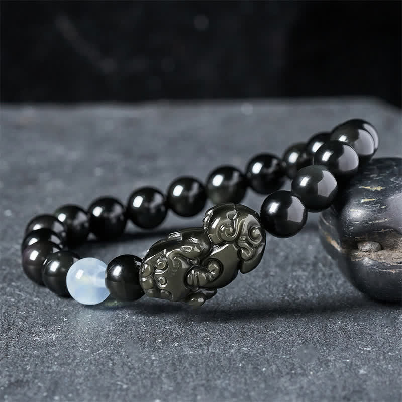 Buddha Stones Pulsera Pi Xiu de obsidiana arcoíris para la riqueza y la transformación positiva. - Pi Xiu 8 mm (circunferencia de la muñeca: 15-16 cm) - image 11