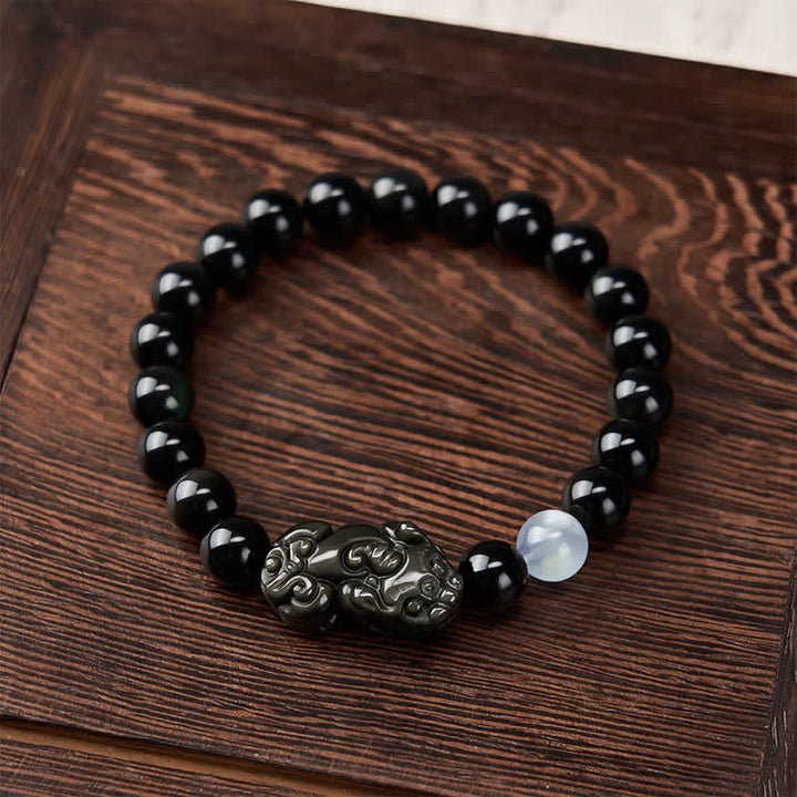 Buddha Stones Pulsera Pi Xiu de obsidiana arcoíris para la riqueza y la transformación positiva. - image 13