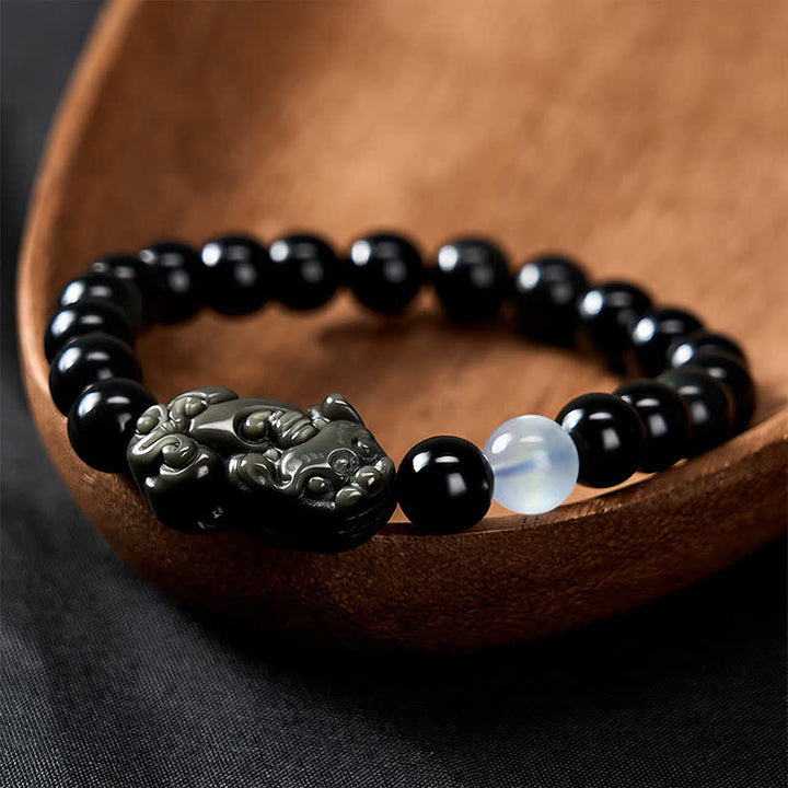 Buddha Stones Pulsera Pi Xiu de obsidiana arcoíris para la riqueza y la transformación positiva. - image 12