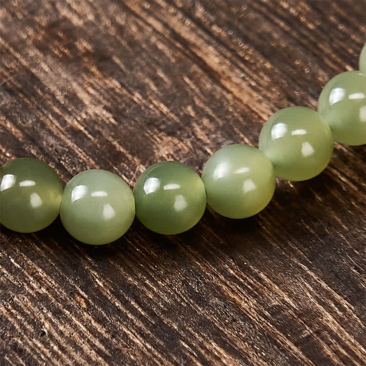 Buddha Stones Pulsera de cuentas redondas con degradado de jade Hetian natural - image 11