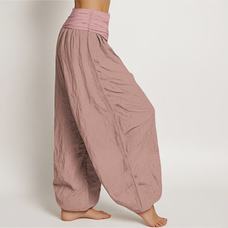 Pantalones harén de algodón puro rosa claro con cintura elástica para mujer Buddha Stones - image 2