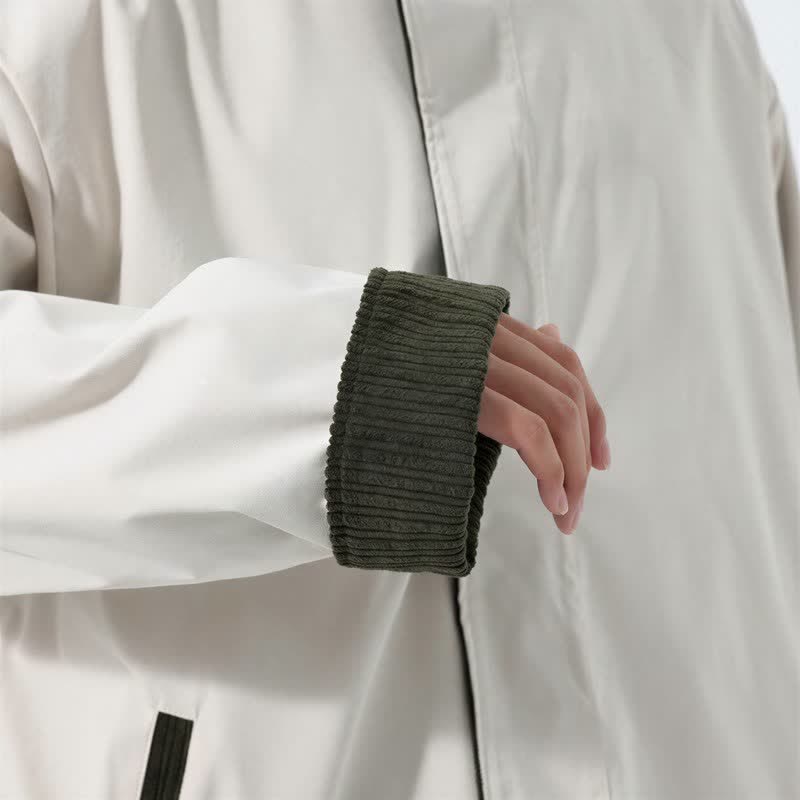 Buddha Stones Chaqueta reversible de pana lisa para hombre, estilo casual de otoño/invierno, con cuello mandarín y bolsillo. - image 8