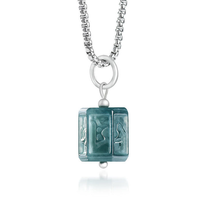 Buddha Stones Collar con colgante cuadrado Jade Om Mani Padme Hum Wisdom - image 2
