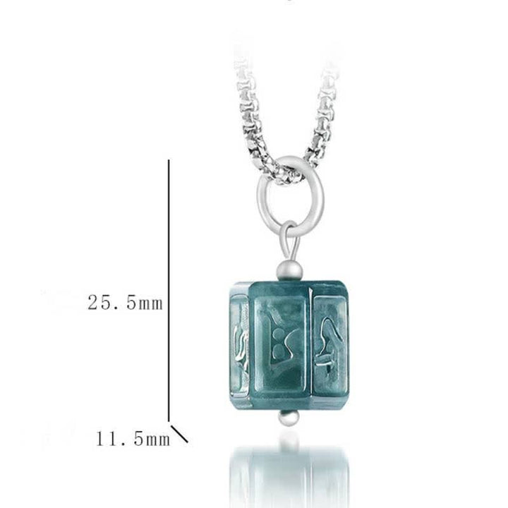 Buddha Stones Collar con colgante cuadrado Jade Om Mani Padme Hum Wisdom - image 8