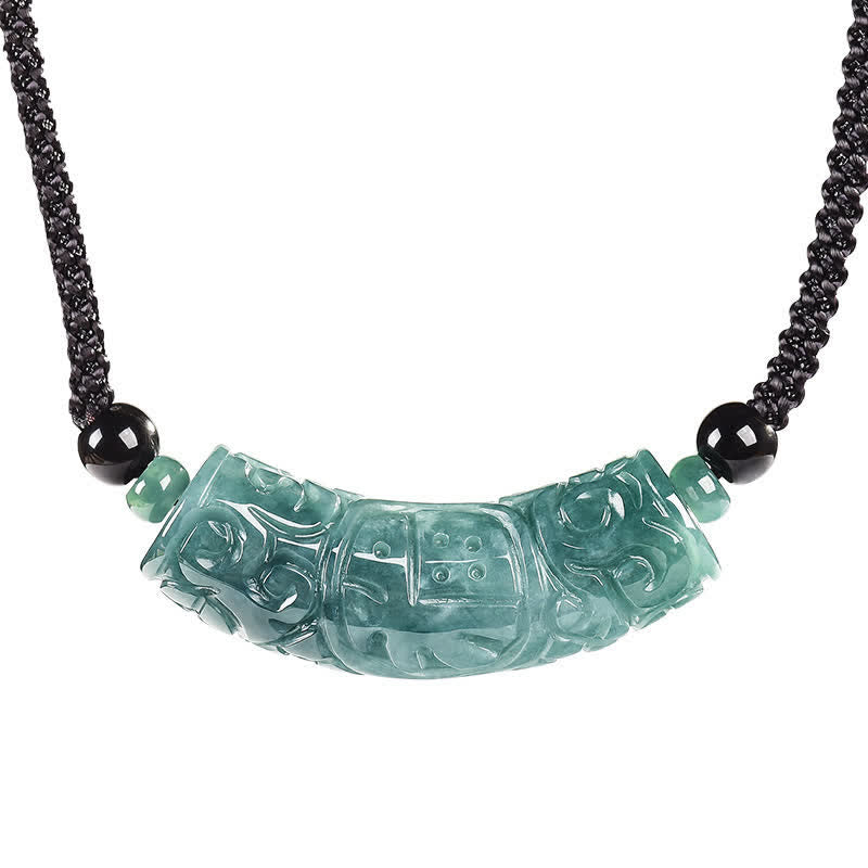 Buddha Stones Collar con barra curva grabada con el carácter de Jade Fu, símbolo de buena suerte y bendiciones. - image 10