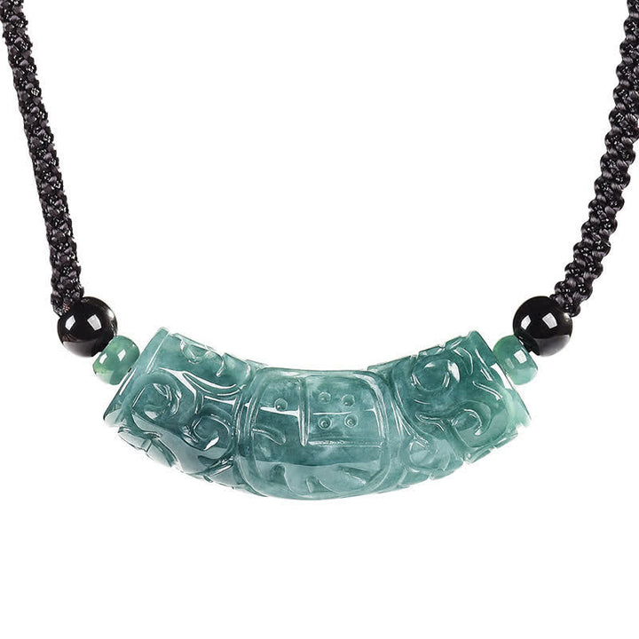 Buddha Stones Collar con barra curva grabada con el carácter de Jade Fu, símbolo de buena suerte y bendiciones. - image 10
