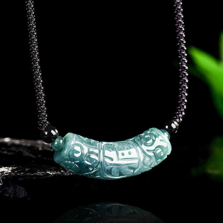 Buddha Stones Collar con barra curva grabada con el carácter de Jade Fu, símbolo de buena suerte y bendiciones. - image 2