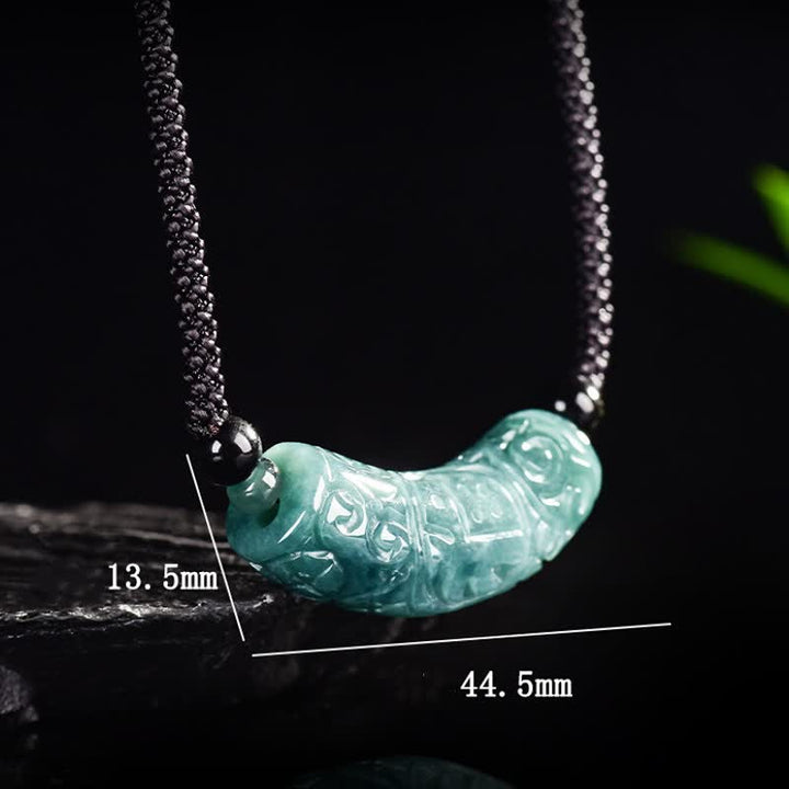 Buddha Stones Collar con barra curva grabada con el carácter de Jade Fu, símbolo de buena suerte y bendiciones. - image 8