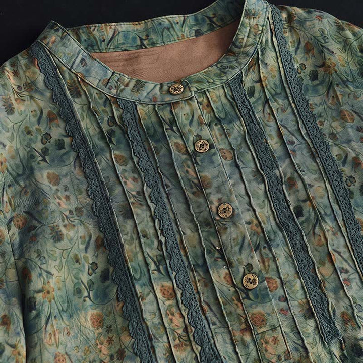 Buddha Stones Vestidos de manga larga para mujer, estilo retro bohemio, con botones, estampado floral y rayas, con bolsillo, ideales para primavera y otoño. - image 9