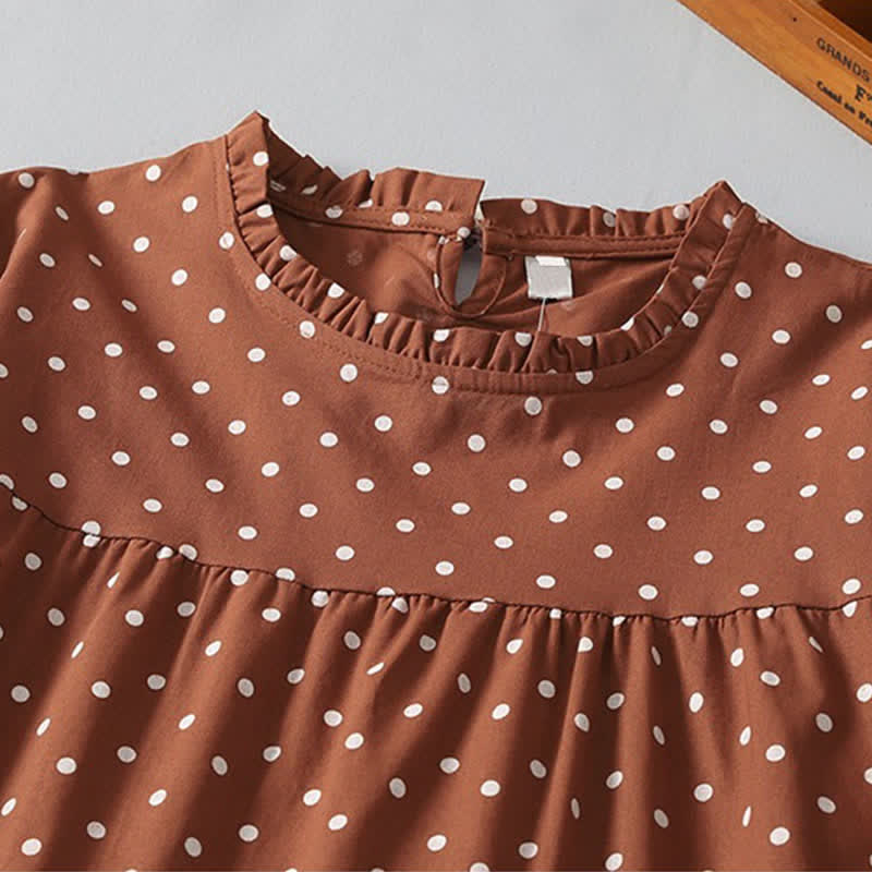 Buddha Stones Vestido de manga larga para mujer, estilo vintage de primavera, con volantes, estampado de lunares y bolsillos. - image 7