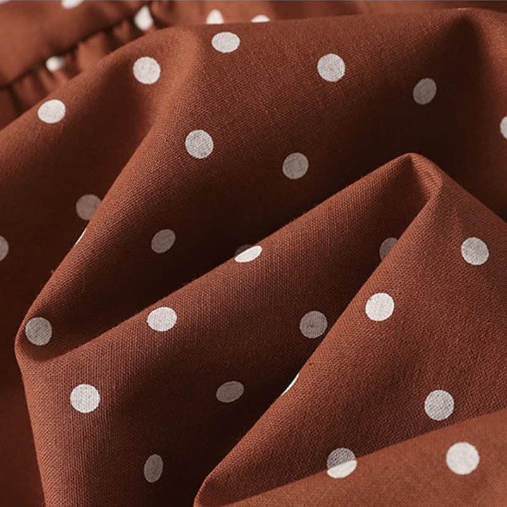 Buddha Stones Vestido de manga larga para mujer, estilo vintage de primavera, con volantes, estampado de lunares y bolsillos. - image 14