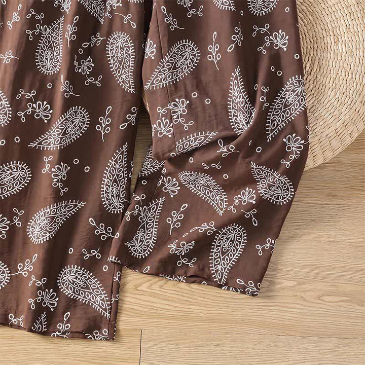 Buddha Stones Pantalones tobilleros casuales de primavera-verano estilo bohemio con cordón ajustable y estampado paisley para mujer, de pierna recta y con bolsillo. - image 9