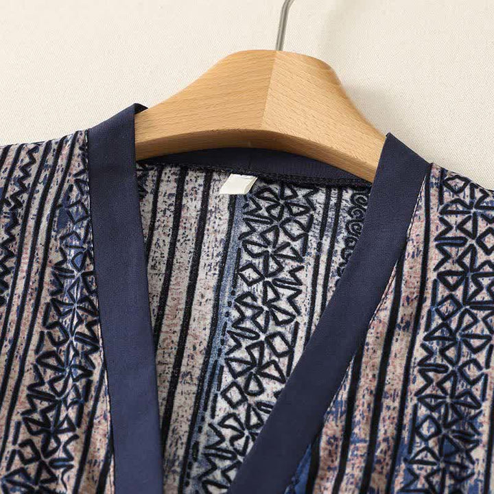 Buddha Stones Camisas de manga larga para mujer, estilo bohemio vintage, con botones y estampado geométrico, ideales para primavera y verano. - image 2
