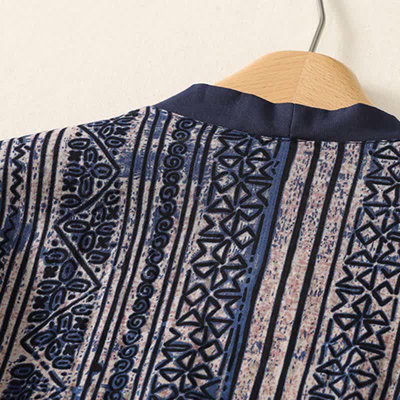 Buddha Stones Camisas de manga larga para mujer, estilo bohemio vintage, con botones y estampado geométrico, ideales para primavera y verano. - image 3