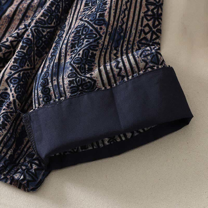 Buddha Stones Camisas de manga larga para mujer, estilo bohemio vintage, con botones y estampado geométrico, ideales para primavera y verano. - image 6