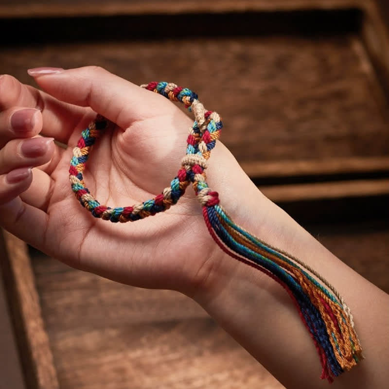 Buddha Stones Pulsera de cuerda tibetana multicolor tejida a mano para la buena suerte - image 7