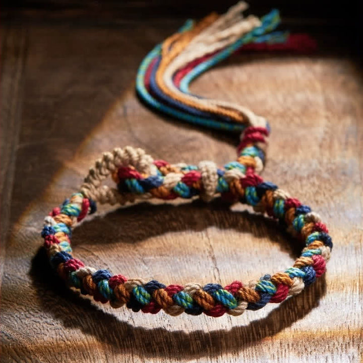 Buddha Stones Pulsera de cuerda tibetana multicolor tejida a mano para la buena suerte - image 2