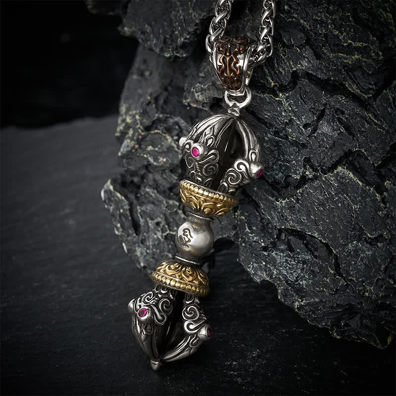 Buddha Stones Collar con colgante de cobre tibetano con diseño de vajra para conexión a tierra y poder espiritual. - image 3