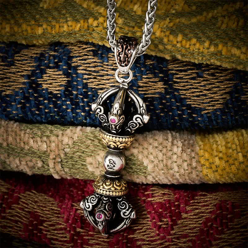 Buddha Stones Collar con colgante de cobre tibetano con diseño de vajra para conexión a tierra y poder espiritual. - image 1
