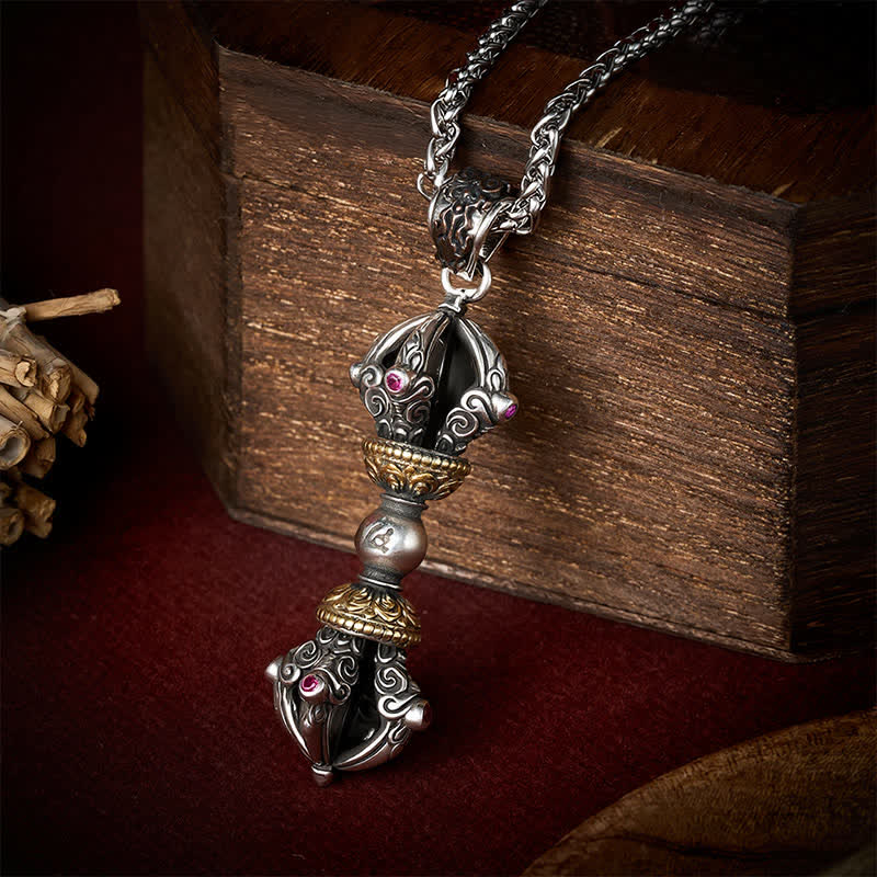 Buddha Stones Collar con colgante de cobre tibetano con diseño de vajra para conexión a tierra y poder espiritual. - Diseño Vajra - image 0