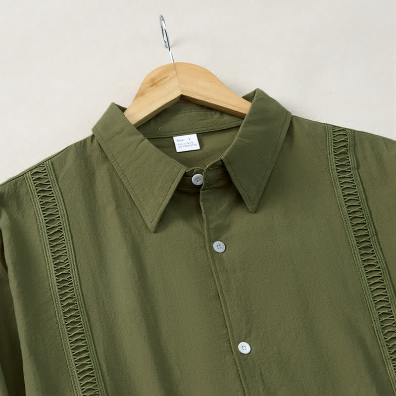 Buddha Stones Camisas de manga larga para hombre, estilo minimalista clásico, con botones, para primavera y otoño. - image 2