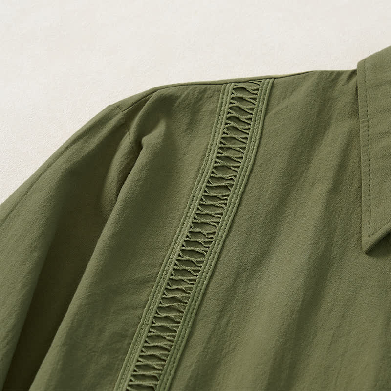 Buddha Stones Camisas de manga larga para hombre, estilo minimalista clásico, con botones, para primavera y otoño. - image 3