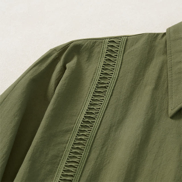 Buddha Stones Camisas de manga larga para hombre, estilo minimalista clásico, con botones, para primavera y otoño. - image 3