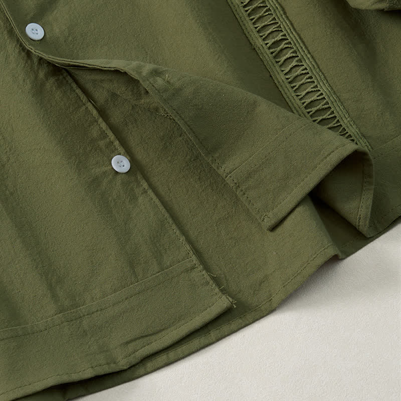 Buddha Stones Camisas de manga larga para hombre, estilo minimalista clásico, con botones, para primavera y otoño. - image 5