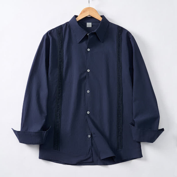 Buddha Stones Camisas de manga larga para hombre, estilo minimalista clásico, con botones, para primavera y otoño. - Marina de guerra - US/UK/AU42, EU52 (3XL) - image 9