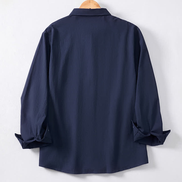 Buddha Stones Camisas de manga larga para hombre, estilo minimalista clásico, con botones, para primavera y otoño. - image 10