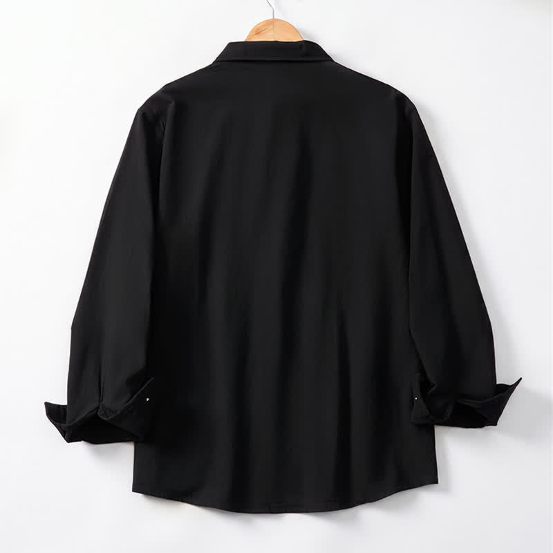 Buddha Stones Camisas de manga larga para hombre, estilo minimalista clásico, con botones, para primavera y otoño. - image 18