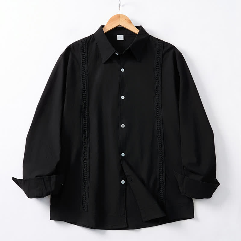 Buddha Stones Camisas de manga larga para hombre, estilo minimalista clásico, con botones, para primavera y otoño. - Negro - US/UK/AU42, EU52 (3XL) - image 17