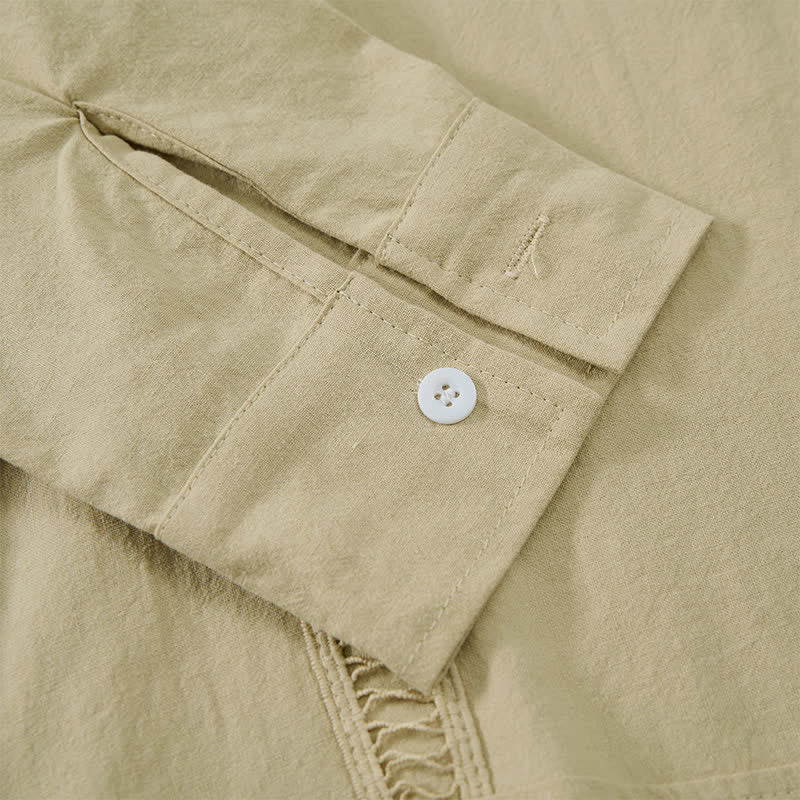 Buddha Stones Camisas de manga larga para hombre, estilo minimalista clásico, con botones, para primavera y otoño. - image 31