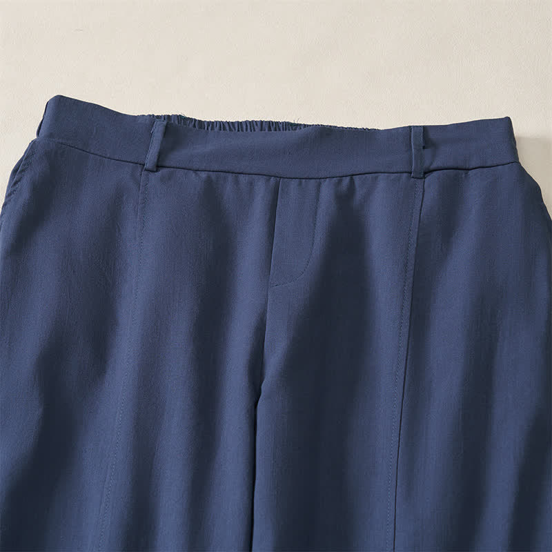Buddha Stones Pantalones tobilleros básicos informales de color liso para mujer, ideales para primavera y verano. Pantalones de pierna recta con bolsillos. - image 2