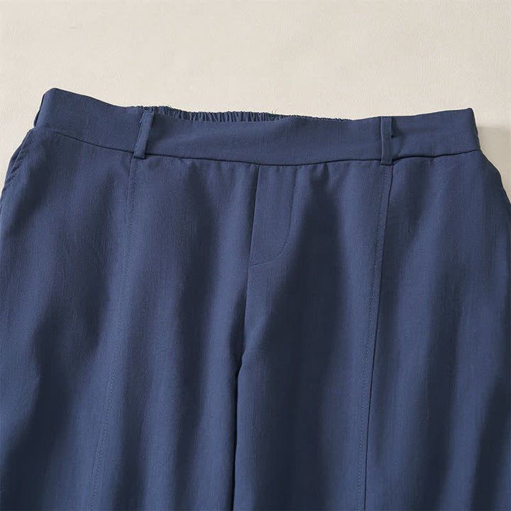 Buddha Stones Pantalones tobilleros básicos informales de color liso para mujer, ideales para primavera y verano. Pantalones de pierna recta con bolsillos. - image 2