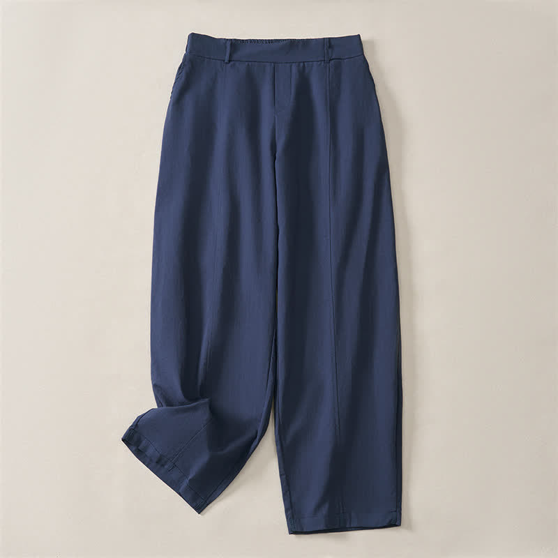 Buddha Stones Pantalones tobilleros básicos informales de color liso para mujer, ideales para primavera y verano. Pantalones de pierna recta con bolsillos. - Azul pizarra oscuro - US14, UK/AU18, EU46 (2XL) - image 0