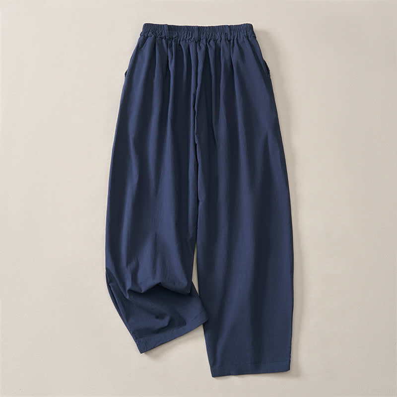 Buddha Stones Pantalones tobilleros básicos informales de color liso para mujer, ideales para primavera y verano. Pantalones de pierna recta con bolsillos. - image 1