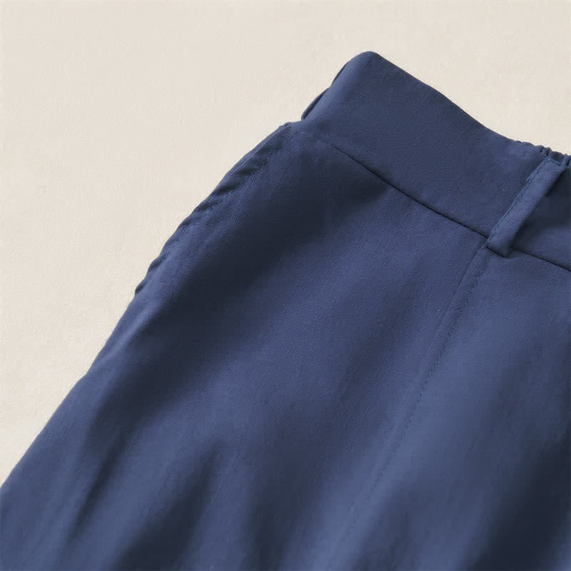 Buddha Stones Pantalones tobilleros básicos informales de color liso para mujer, ideales para primavera y verano. Pantalones de pierna recta con bolsillos. - image 4