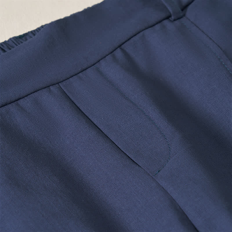 Buddha Stones Pantalones tobilleros básicos informales de color liso para mujer, ideales para primavera y verano. Pantalones de pierna recta con bolsillos. - image 5