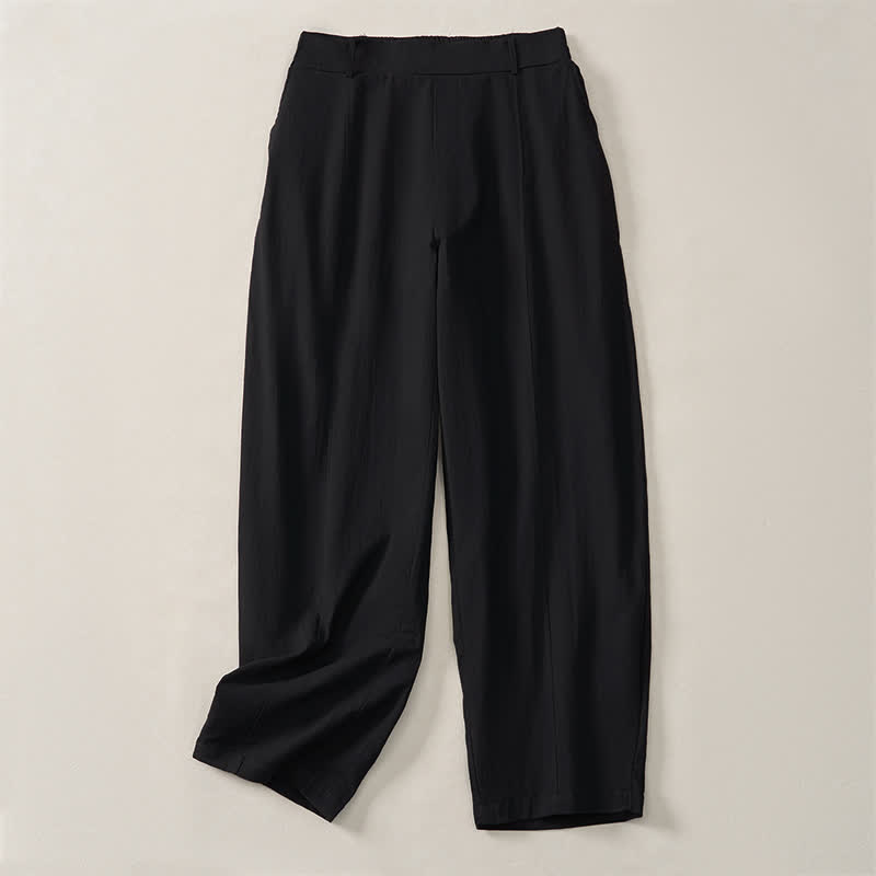Buddha Stones Pantalones tobilleros básicos informales de color liso para mujer, ideales para primavera y verano. Pantalones de pierna recta con bolsillos. - image 11