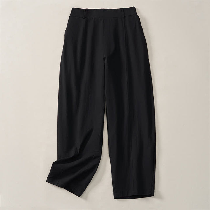 Buddha Stones Pantalones tobilleros básicos informales de color liso para mujer, ideales para primavera y verano. Pantalones de pierna recta con bolsillos. - image 11