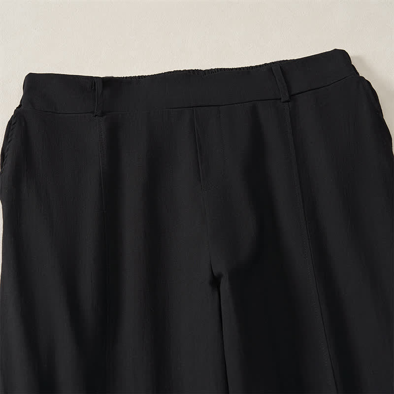 Buddha Stones Pantalones tobilleros básicos informales de color liso para mujer, ideales para primavera y verano. Pantalones de pierna recta con bolsillos. - image 12